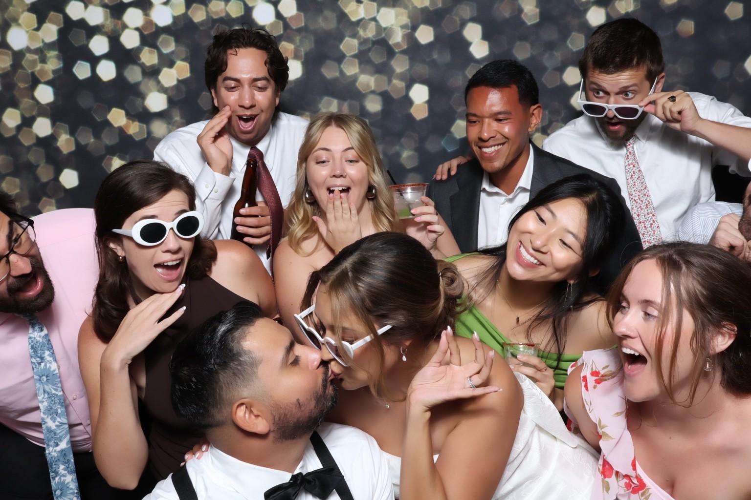 Wedding guests at the photo booth