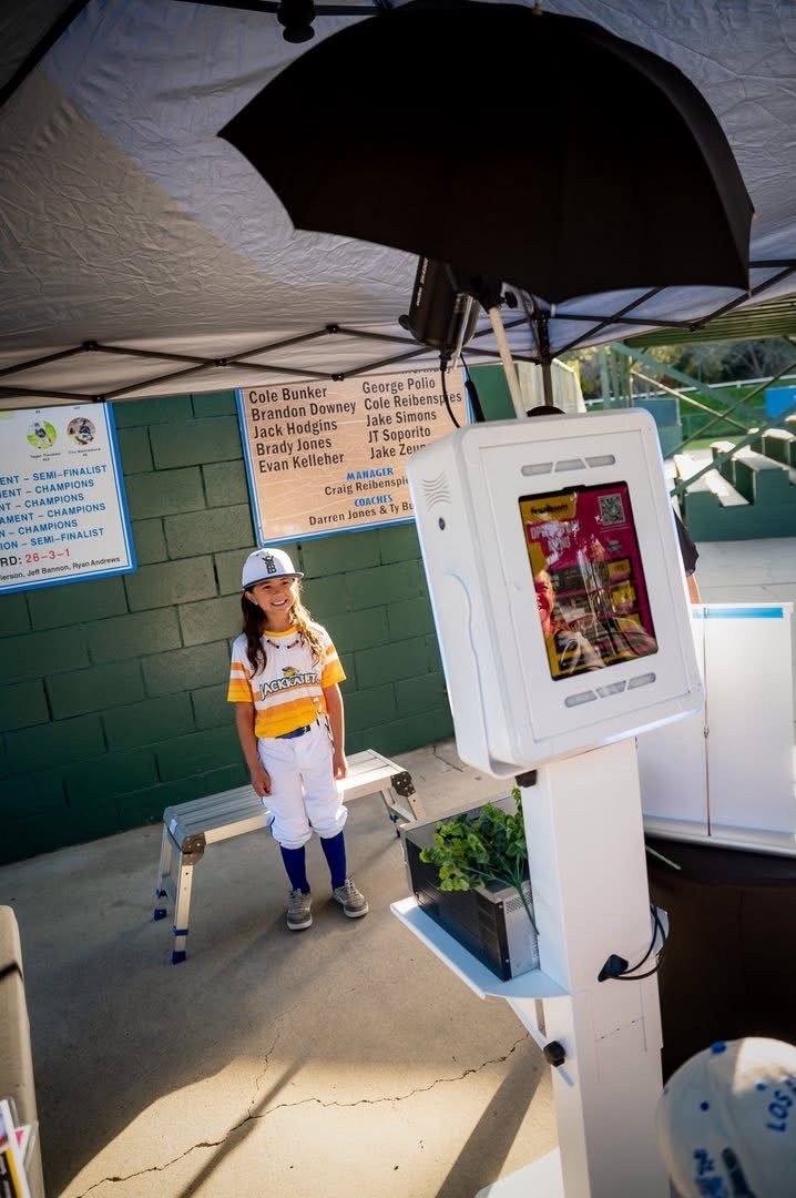 A portrait being captured for a baseball keepsake