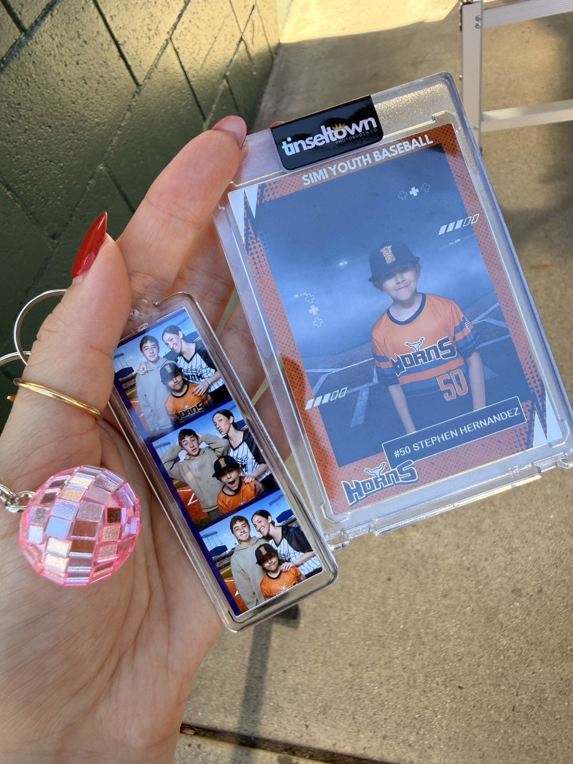 Custom baseball trading card and mini strip keychain